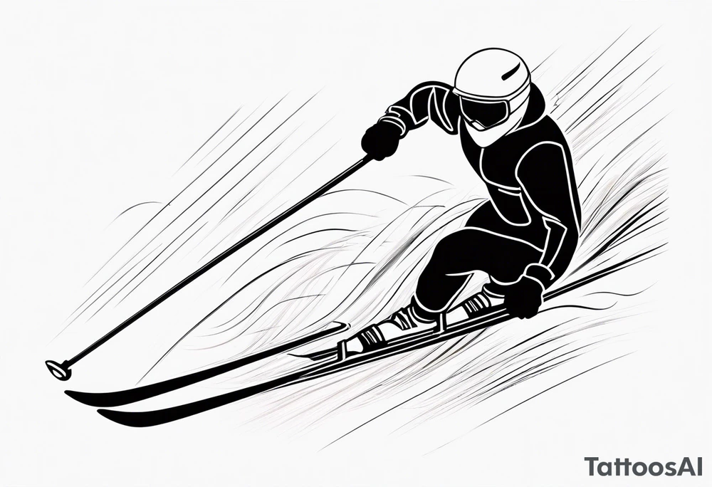 Skier in motion, single line tattoo idea