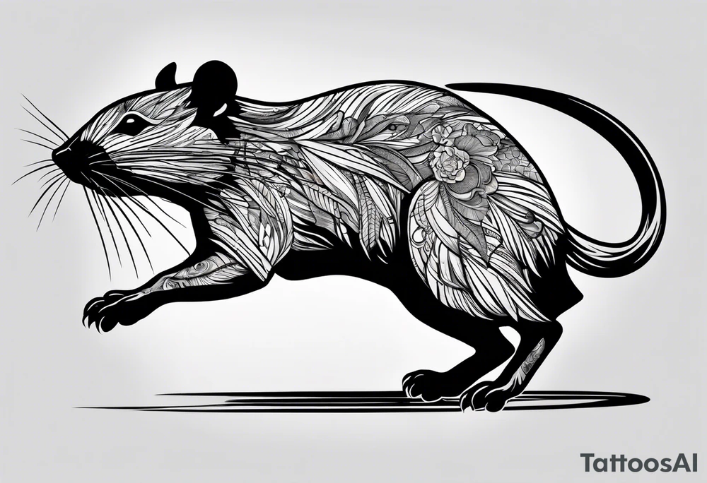 Black rat running tattoo idea
