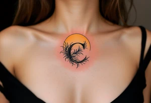 lily letter c and a rising sun tattoo idea