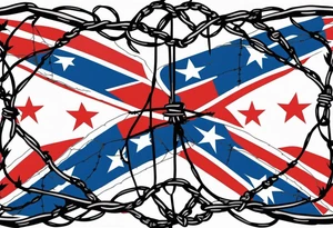 Rebel flag caught between 2 bands of barbed wire tattoo idea