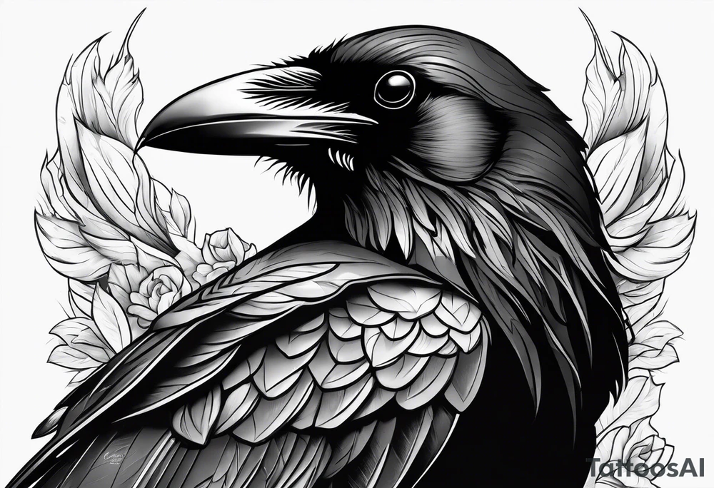 raven head tattoo idea