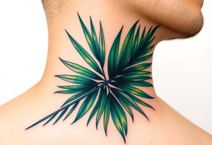 large palm leaves twisted following line side neck tattoo tattoo idea