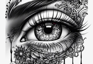 Bleeding eye rolling into head tattoo idea