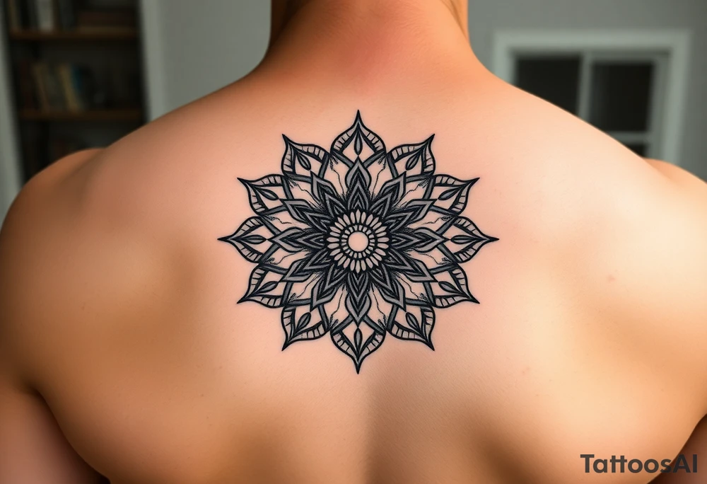 Ornamental thin line mandala tattoo idea