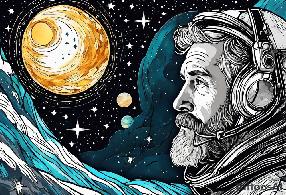 A person looking up at space tattoo idea