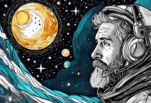 A person looking up at space tattoo idea