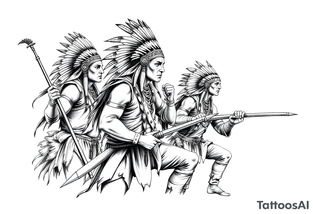 Native American warriors preparing for battle tattoo idea