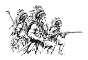 Native American warriors preparing for battle tattoo idea