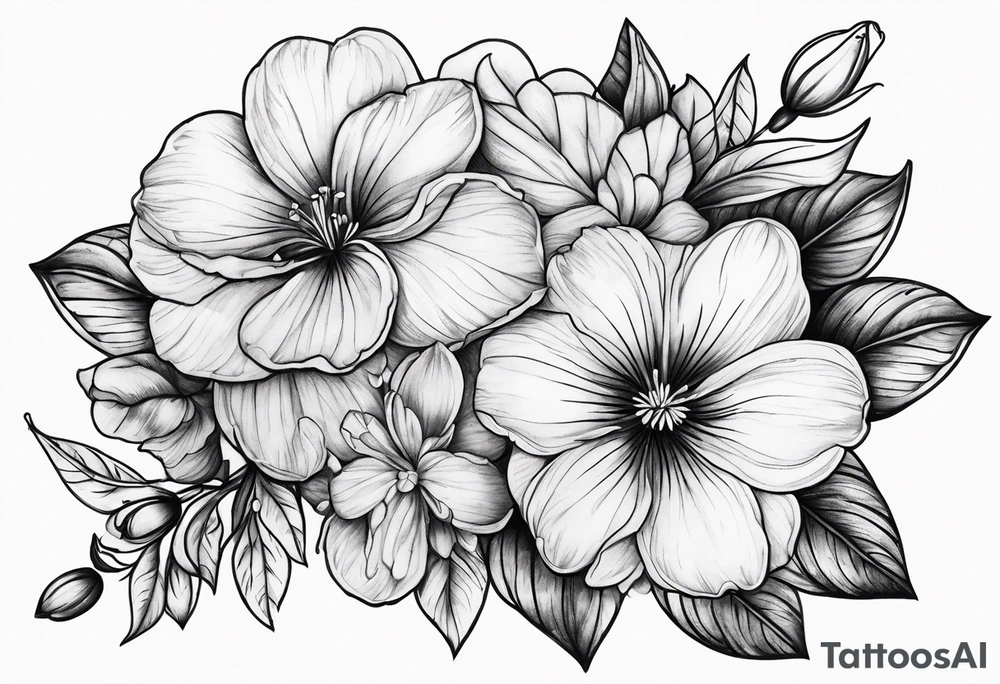 Violet flowers tattoo idea