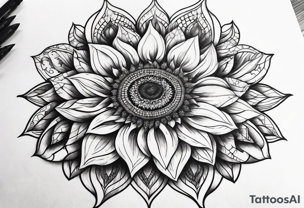 Sunflower mandala tattoo idea