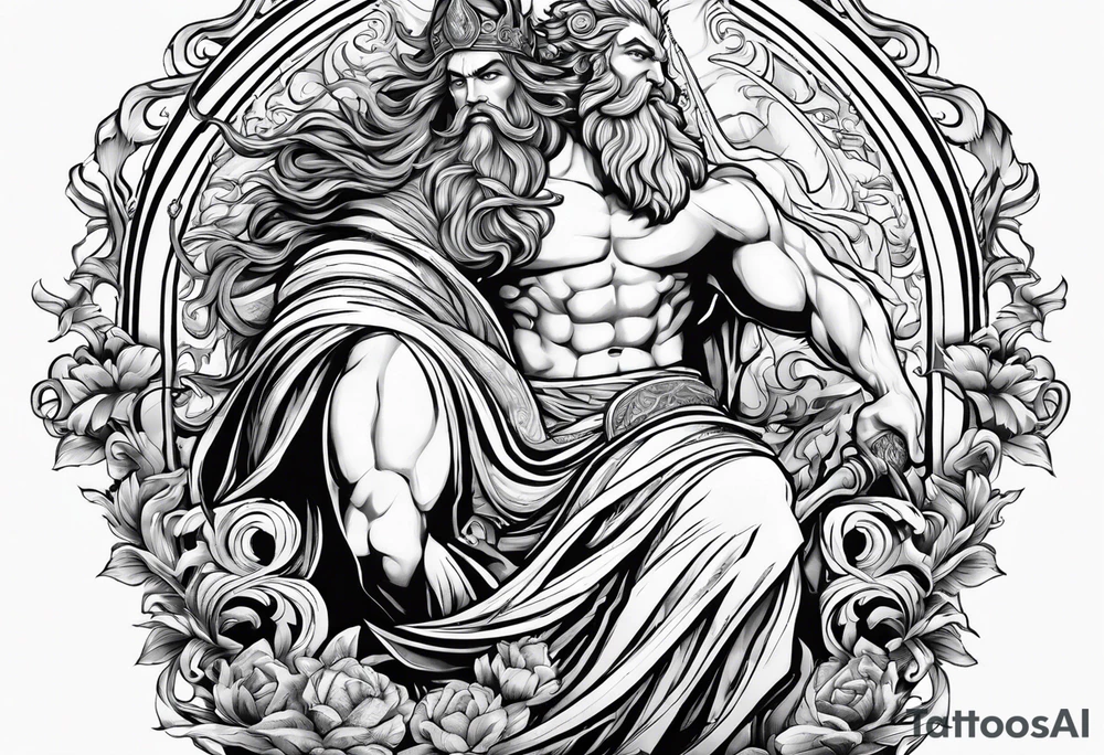 Zeus, Poseidon, Hades, full sleeve tattoo idea Zeus, Poseidon, Hades, full sleeve tattoo idea