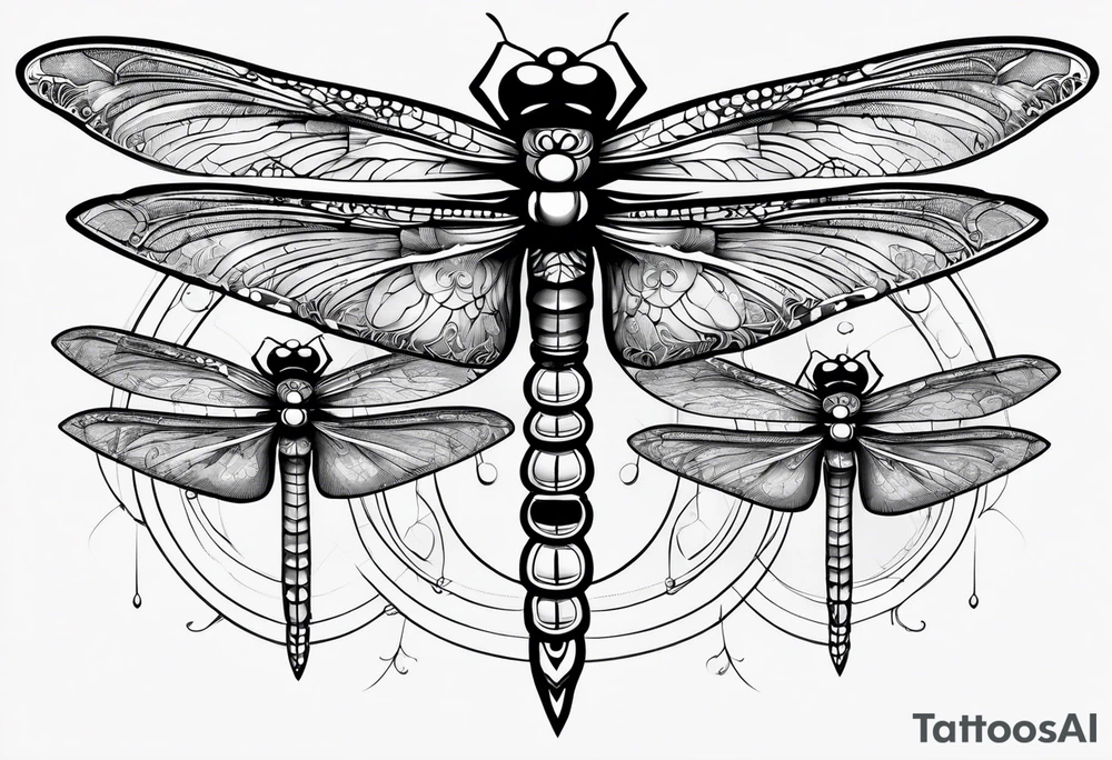 4 dragonflies flying tattoo idea