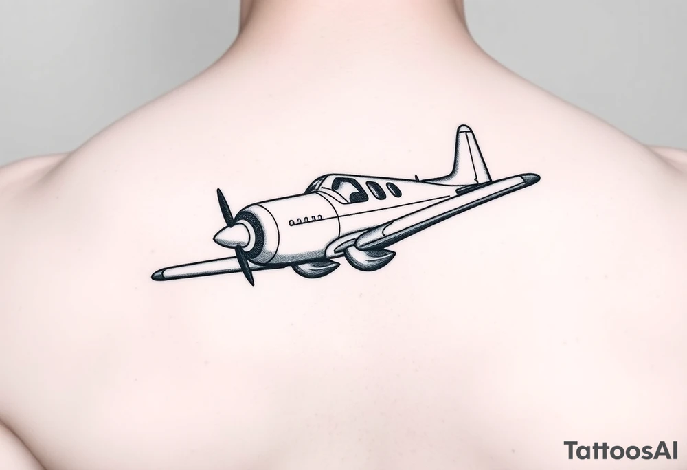 Little plane with moustache tattoo idea