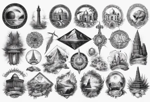 seven wonders of world all in one tattoo tattoo idea