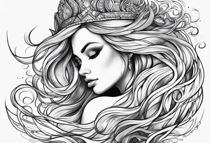 Wildly flowing mermaid hair tattoo idea