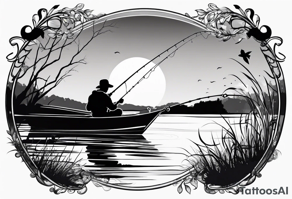 man fishing silhouette tattoo idea