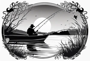 man fishing silhouette tattoo idea