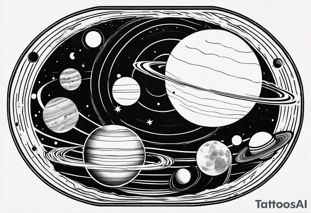 Minimalist representation of the solar system tattoo idea