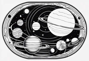Minimalist representation of the solar system tattoo idea