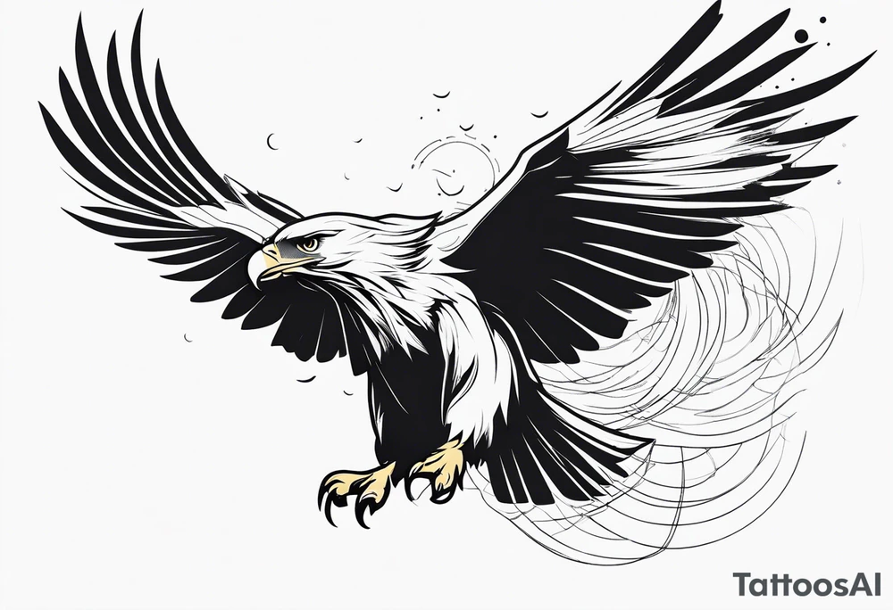 Eagle flying over trees tattoo idea