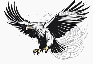 Eagle flying over trees tattoo idea
