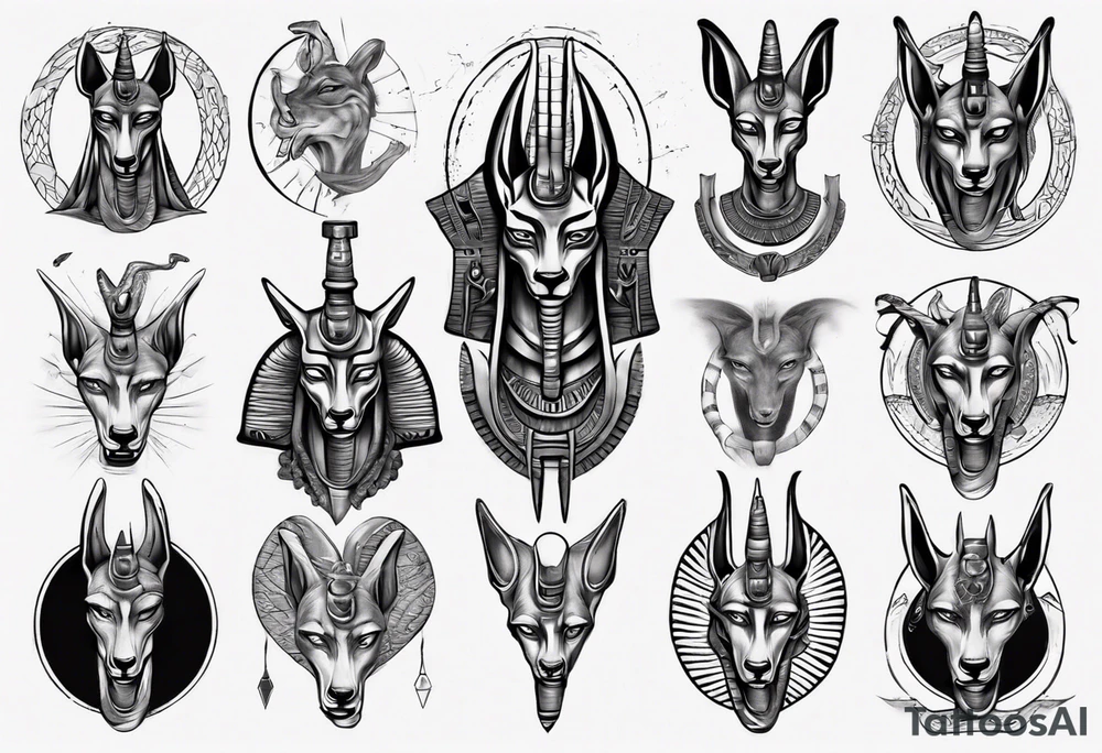 Egyptian god Anubis with Cobras tattoo idea