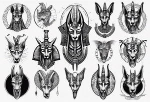 Egyptian god Anubis with Cobras tattoo idea