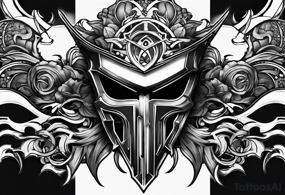 the letters A R in the middle of a ninja headband tattoo idea