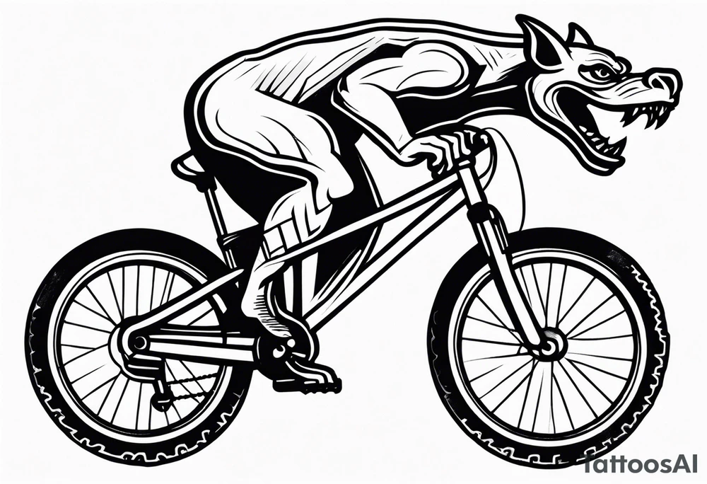gargoyle riding a full suspension mountain bike tattoo idea