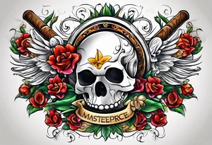 Rip flowers golfing cigars tattoo idea