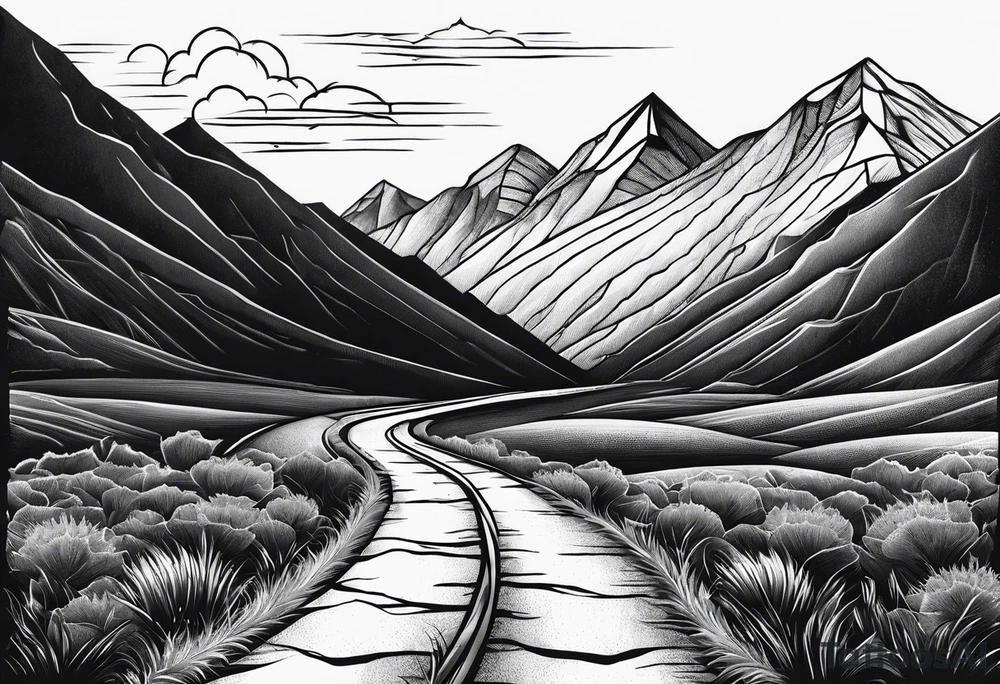 Long road to the mountains tattoo idea