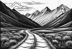 Long road to the mountains tattoo idea