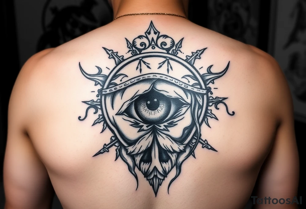 The saying "In the land of the blind, the one eyed man is king". I want to incorporate this saying into a relevant and unique design or tattoo idea. Some inspiration that I like are: Pirate theme, Roman Empire theme, Fantasy King Era theme, Futuristic/Cyberpunk theme. tattoo idea