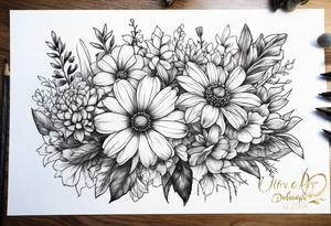 wildflower bouquet tattoo idea
