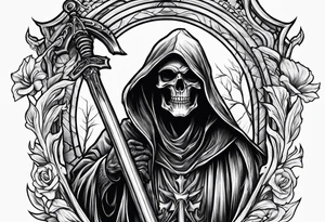 grim reaper cemetery tattoo idea