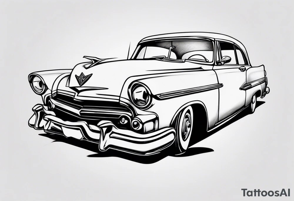 pinup doll on the hood of an old vintage car tattoo idea