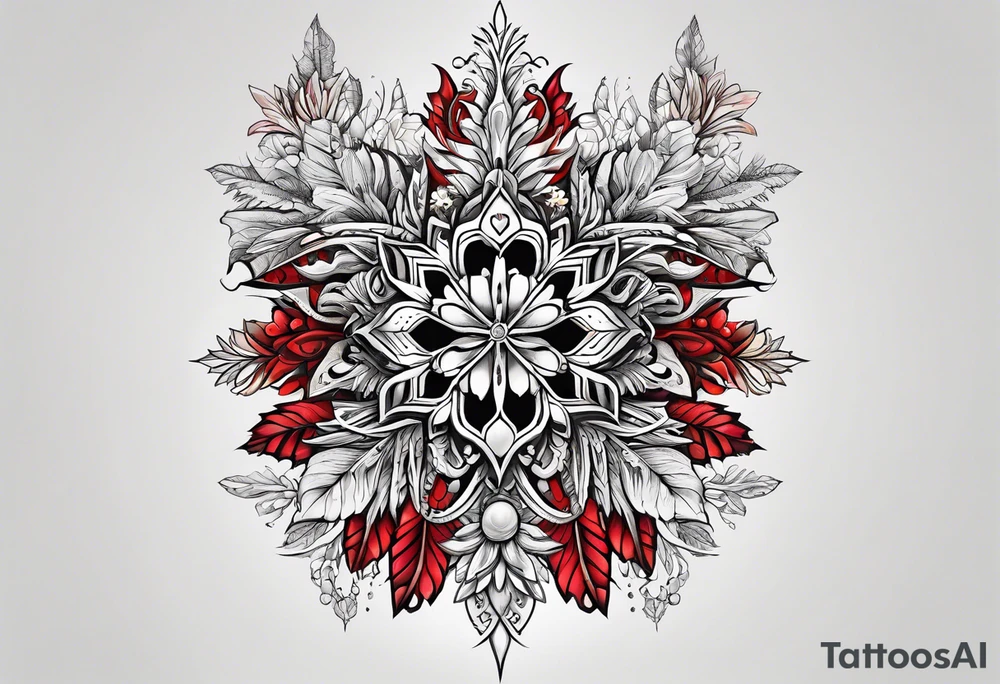 snowflake warrior, flower tattoo idea