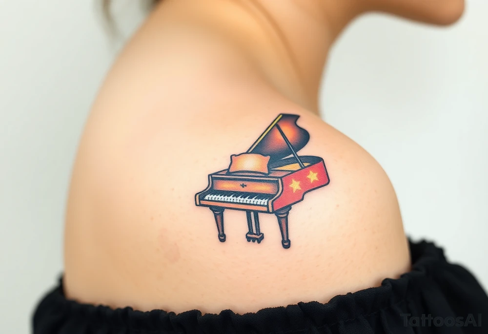 dreamy mysterious piano under the stars tattoo idea
