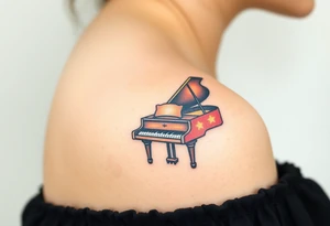 dreamy mysterious piano under the stars tattoo idea