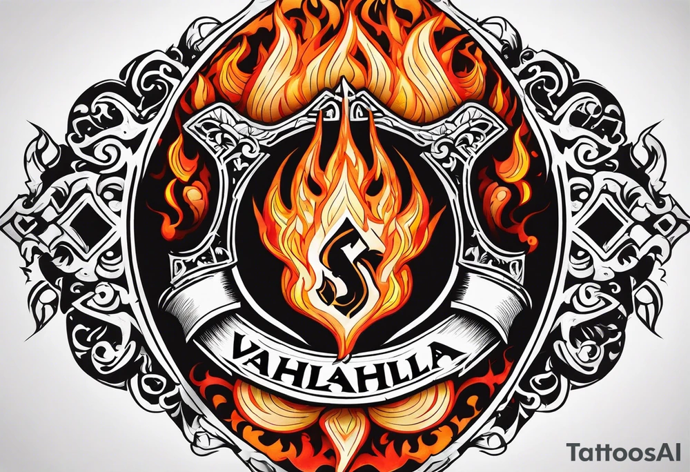 Valhalla on  fire tattoo idea