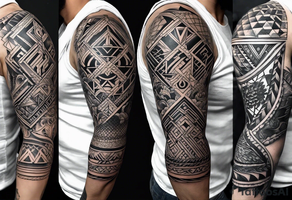 Geometric sleeve tattoo idea