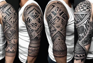 Geometric sleeve tattoo idea
