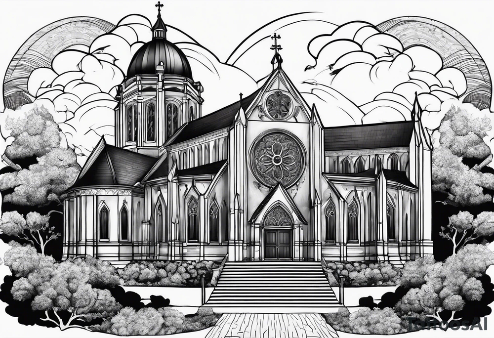 cathedral on fire tattoo idea