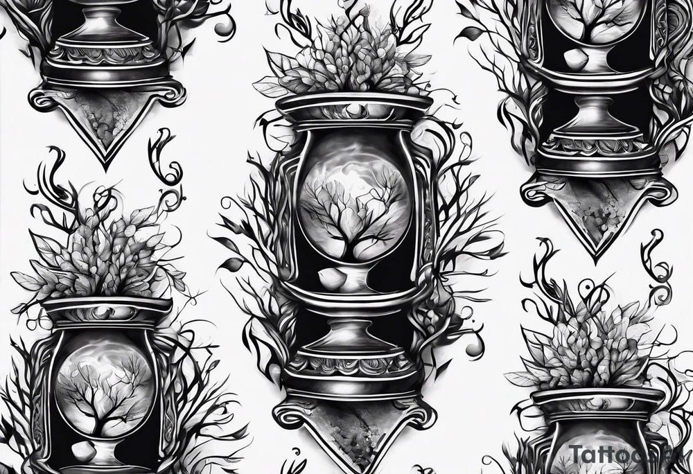 tattoo of roots wrapped around a hour glass tattoo idea