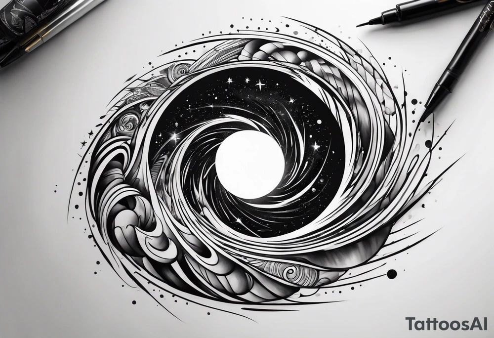 a spiraling black hole tattoo idea