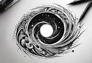 a spiraling black hole tattoo idea