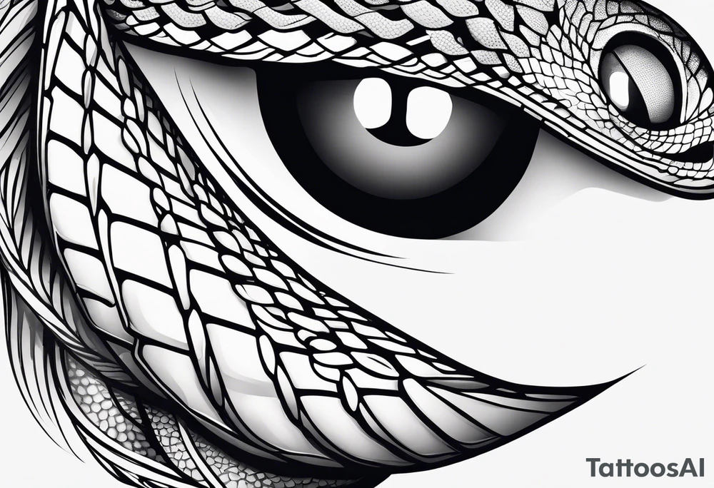 simple snake with blue eyes tattoo idea