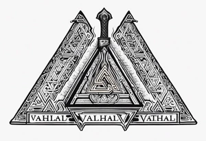Valhalla 
 sword axe valknut tattoo idea