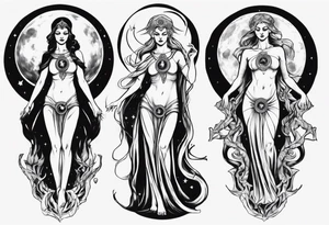 The High Priestesses. Hecate, Artemis and Selene morphing into One. Representing Magic, Intuition and The Moon. tattoo idea