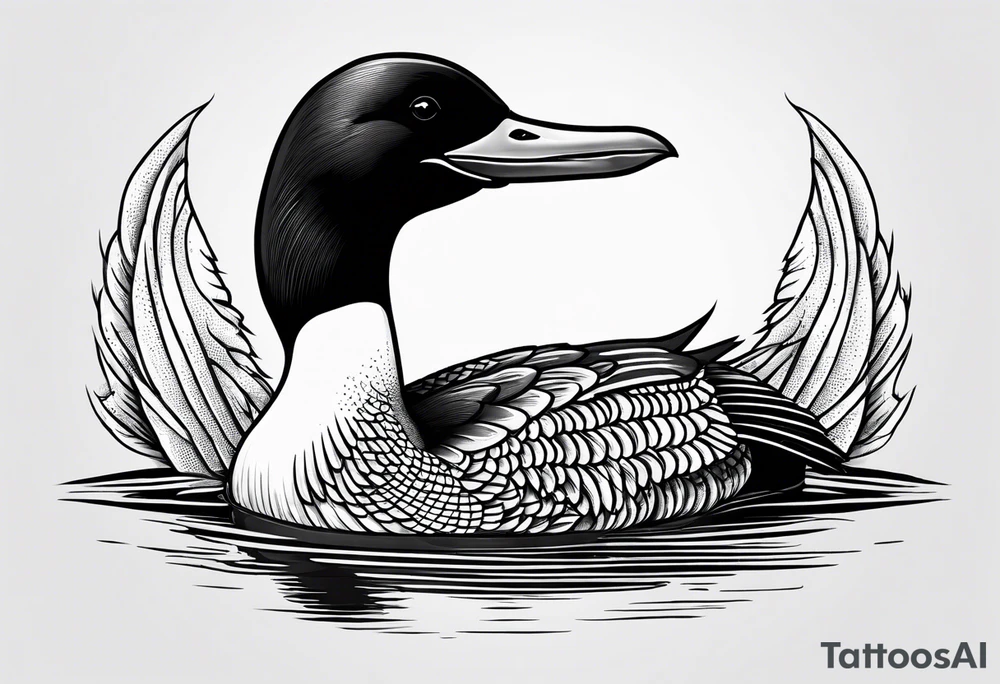 A loon with its wings spread looking badass and tough tattoo idea
